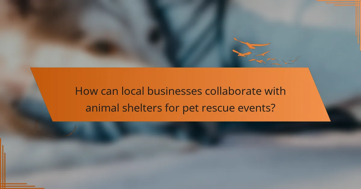 How can local businesses collaborate with animal shelters for pet rescue events?